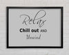 Bathroom Quote Relax Chill Out Grey Framed Wall Art