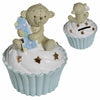Button Corner 1st Birthday Teddy on Cup Cake Money Bank Blue