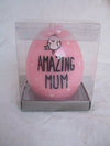 "Amazing Mum" Cute Pink Novelty Pillar Wax Candle