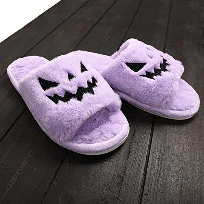 Halloween shoes winter cute warm home slippers women
