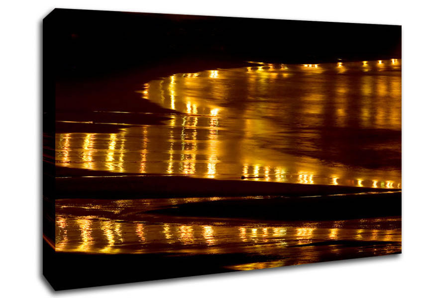 Golden Ocean Night Canvas Wall Art