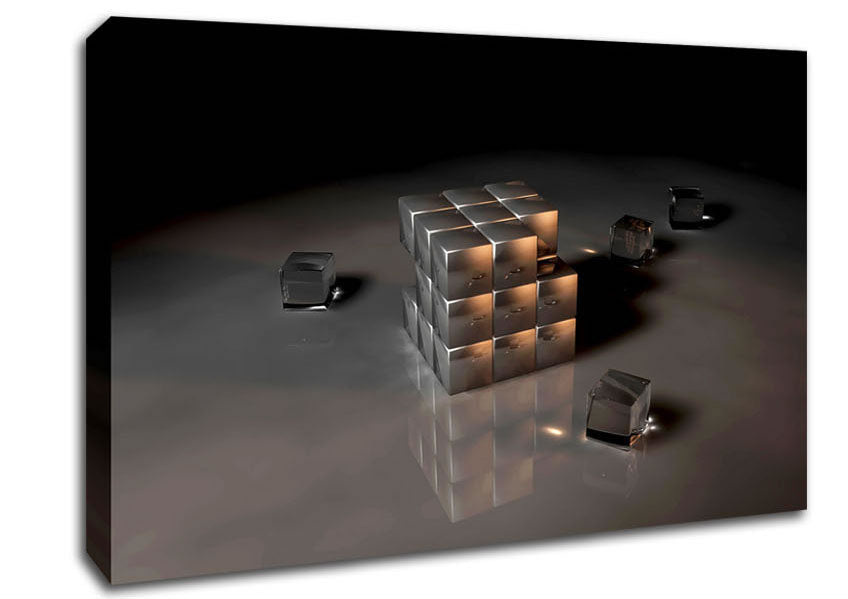 Silver Ice Cube Canvas Wall Art