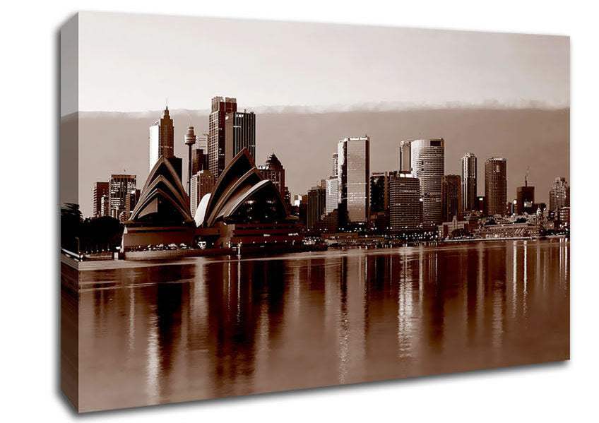 A View Of The Sydney Opera House Brown Canvas Wall Art
