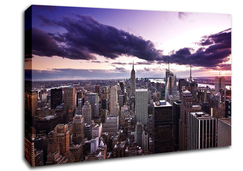 Aerial View Of New York City At Dusk Canvas Wall Art