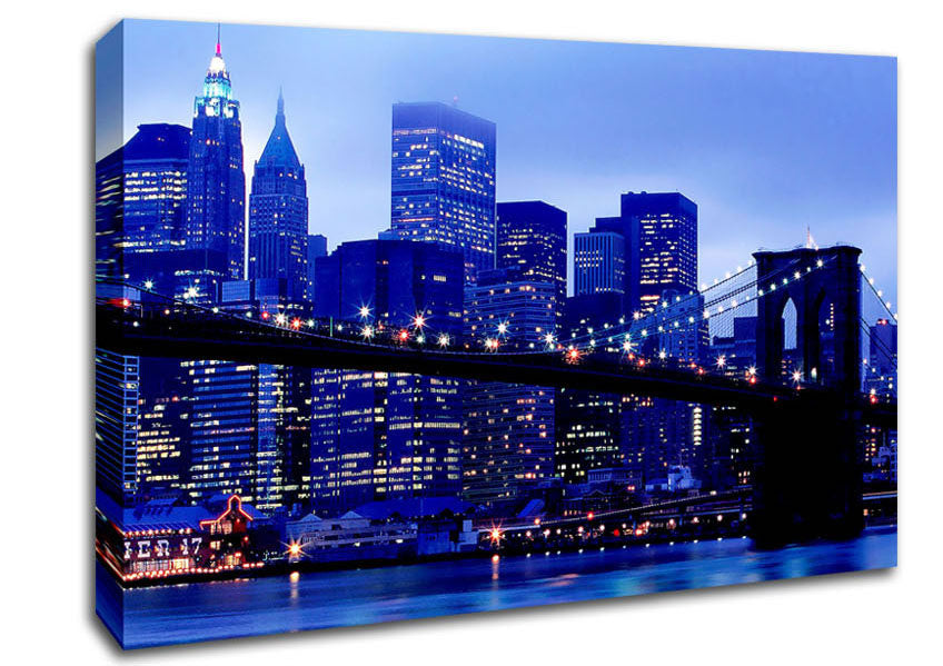 Brooklyn Bridge Blue Hue Canvas Wall Art