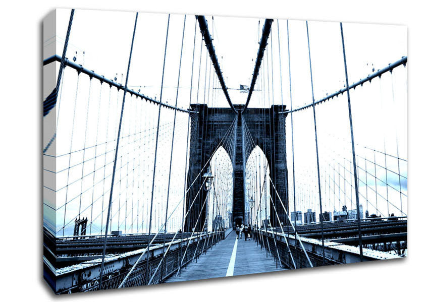 Brooklyn Bridge Blue Canvas Wall Art