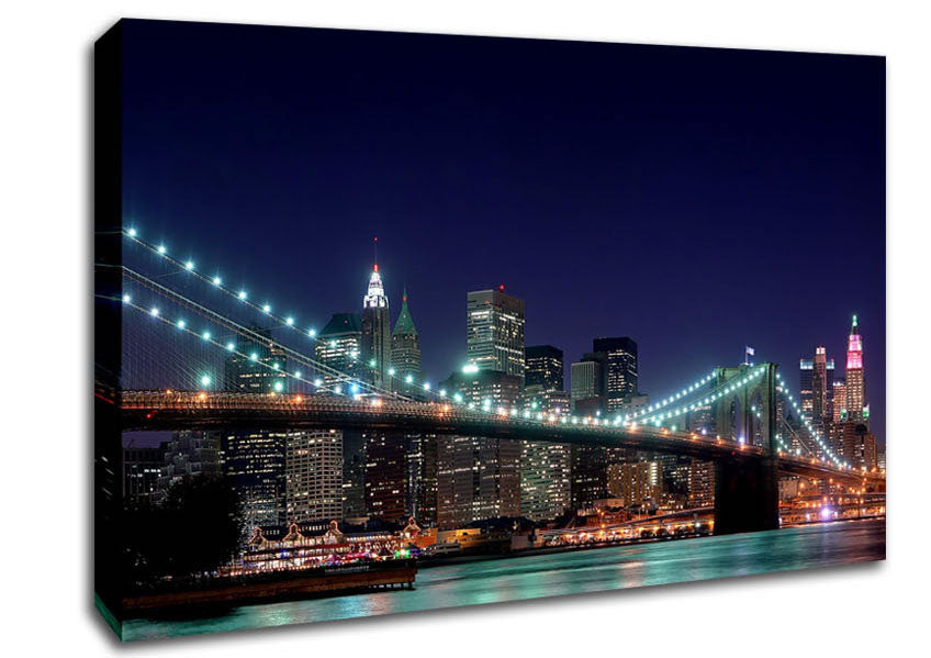 Brooklyn Bridge New York Lights Canvas Wall Art