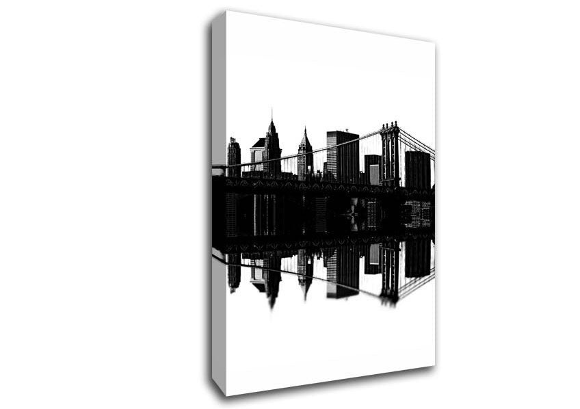 Brooklyn Bridge Reflections B n W Canvas Wall Art
