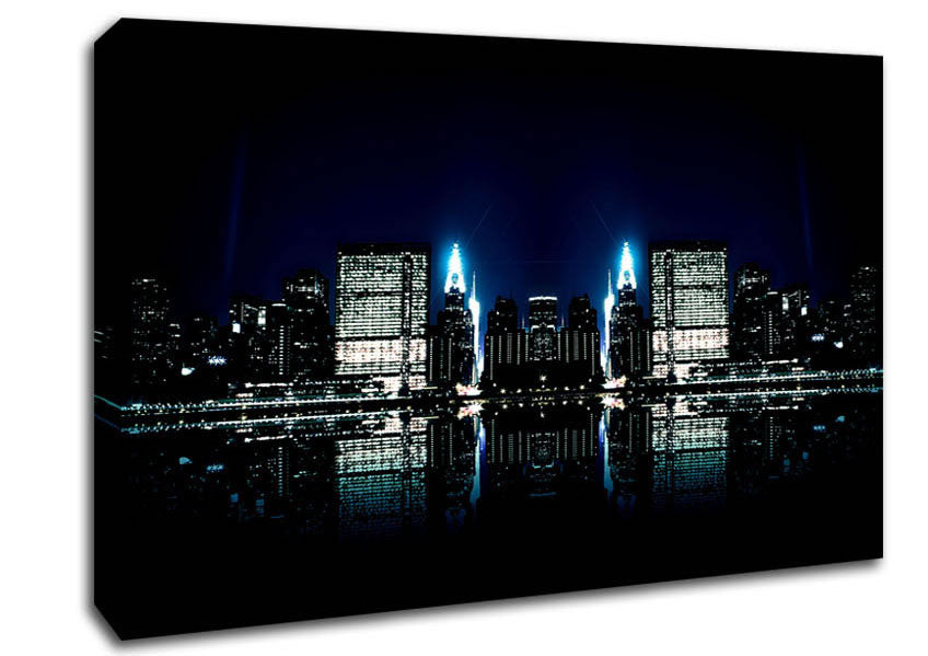 City Night Reflections Canvas Wall Art