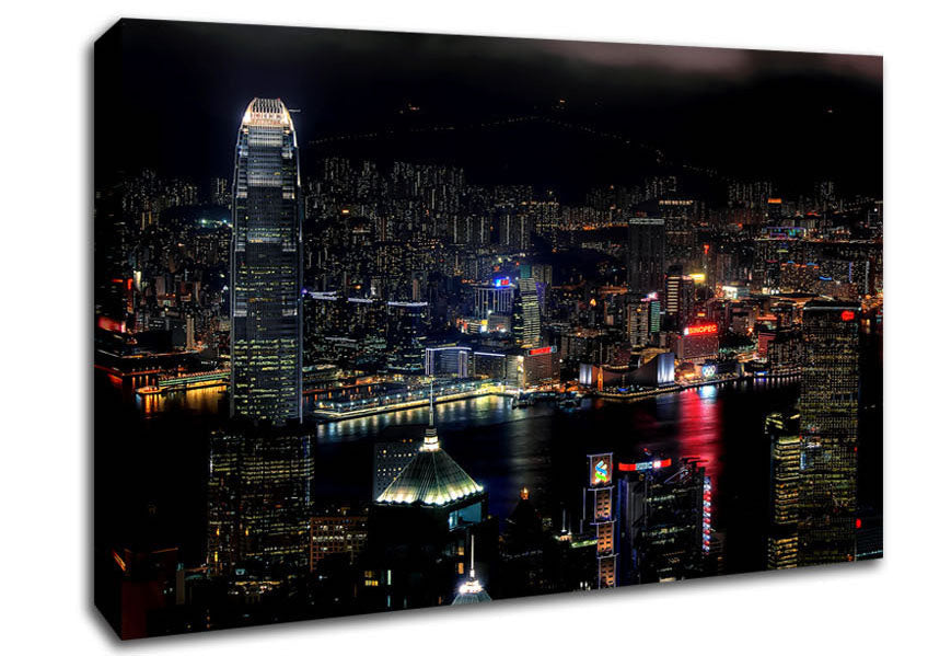 Dark night City Hong Kong Canvas Wall Art