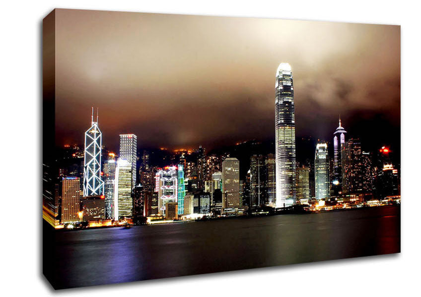 Hong Kong Harbour Brown Canvas Wall Art