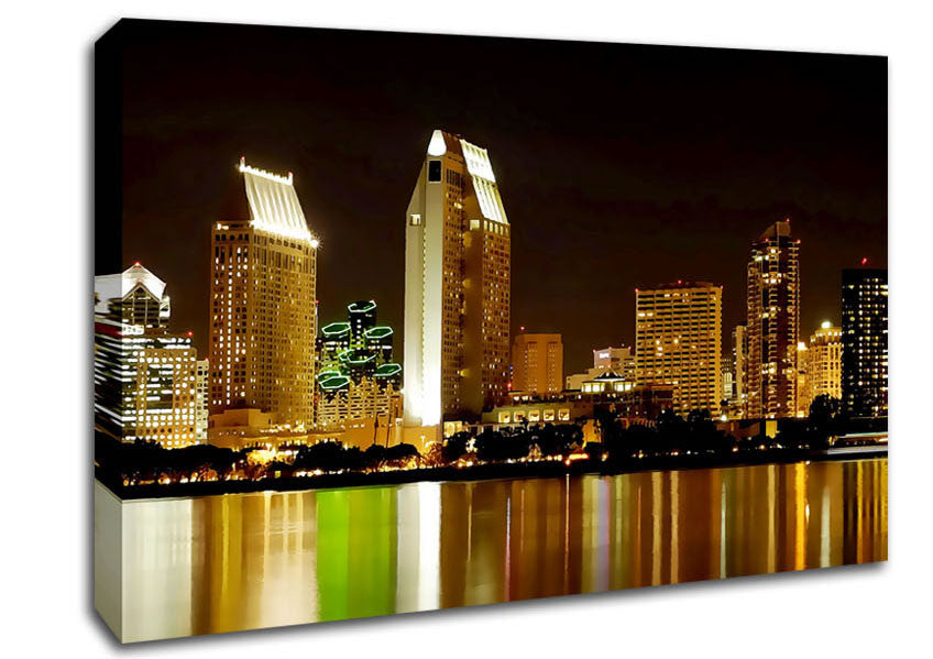 Hong Kong Golden Lights Canvas Wall Art