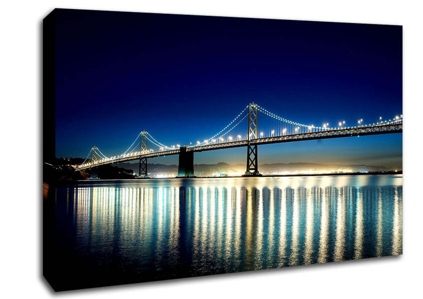 Lights Of The Night Bridge Canvas Wall Art