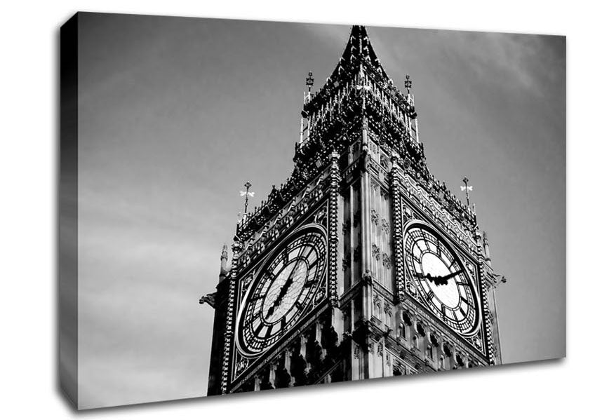 London Big Ben Close-Up B n W Canvas Wall Art