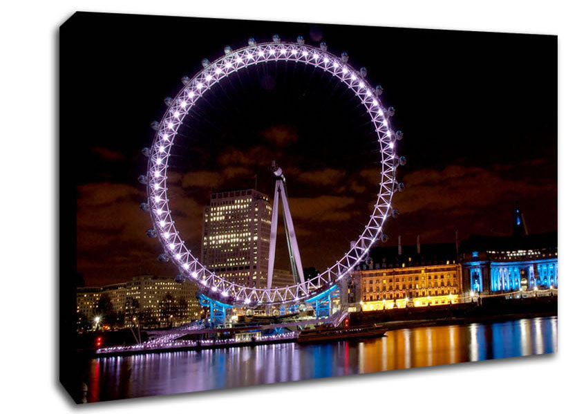 London Eye Water Lights Canvas Wall Art