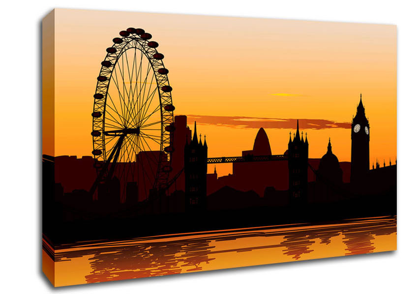 London Morning Reflection Glow Canvas Wall Art