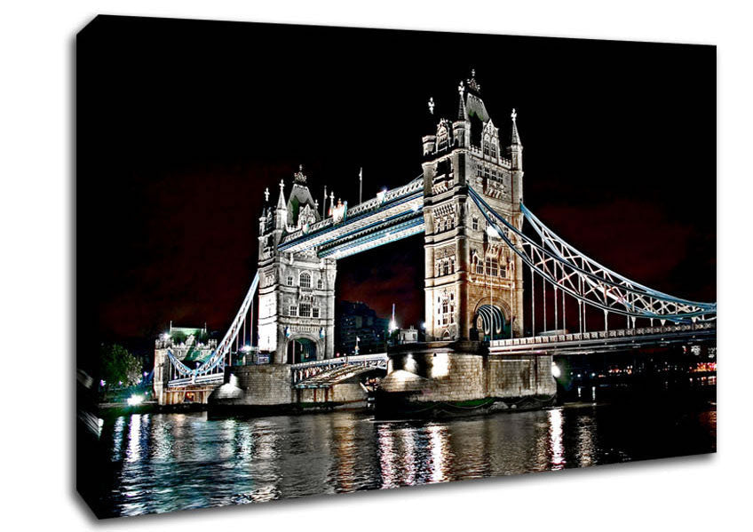 London Tower Bridge Night Lights Canvas Wall Art