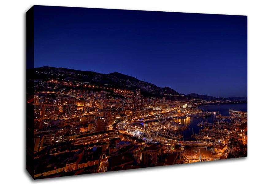 Monte Carlo Night Lights Canvas Wall Art