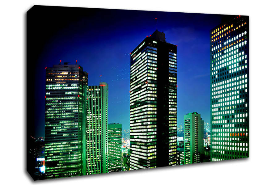 Neon City Canvas Wall Art