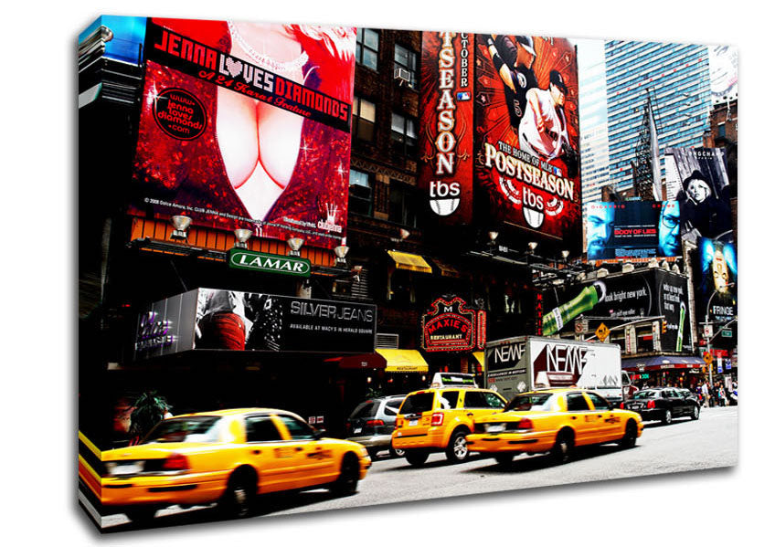 New York Yellow Cabs On Broadway By Day Canvas Wall Art
