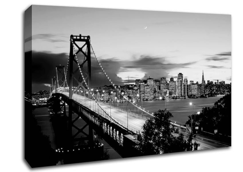 New York City From Brooklyn Bridge B n W Canvas Wall Art