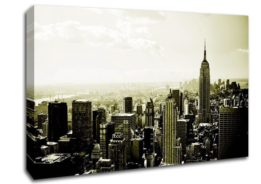 New York Skyline Sepia Canvas Wall Art