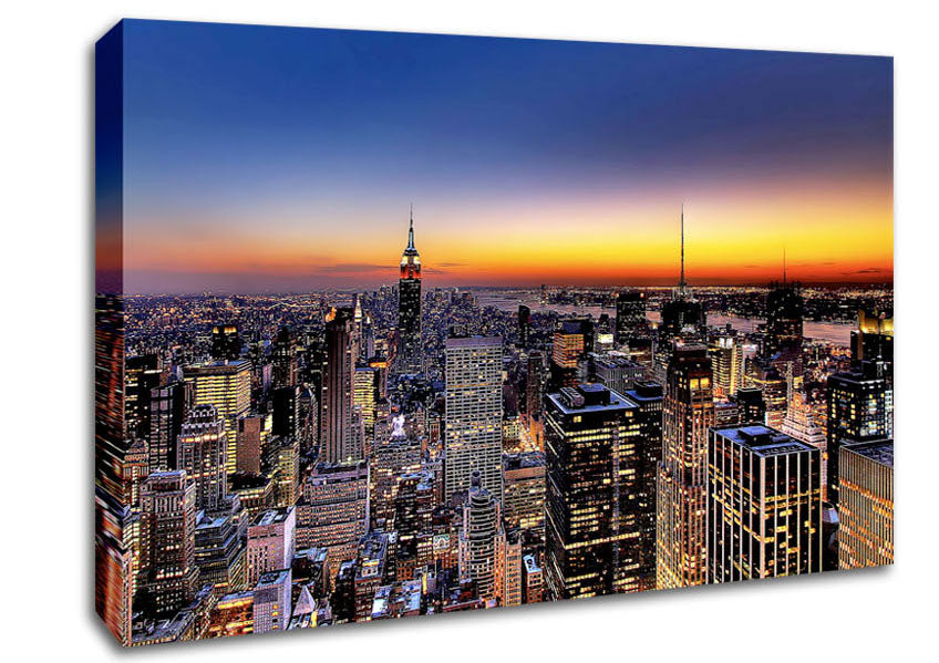 New York Sundown Canvas Wall Art