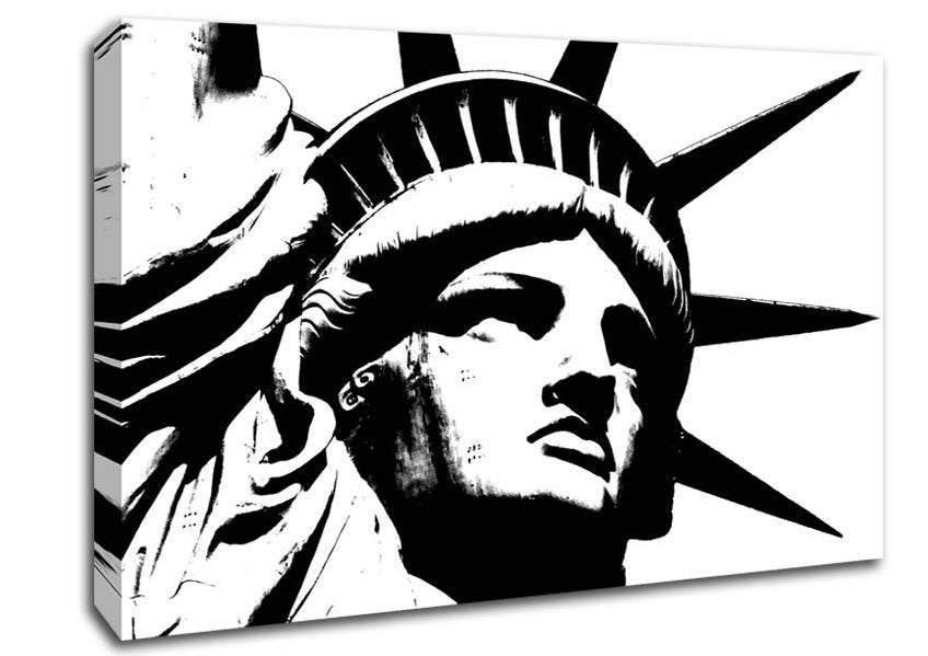 New York The Statue Of Liberty B n W Canvas Wall Art