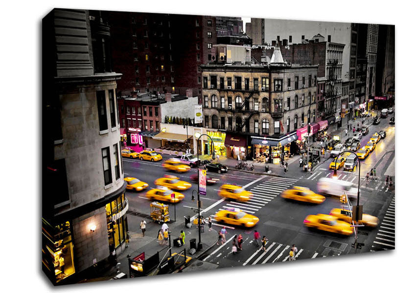 New York Yellow Cab Mayhem Canvas Wall Art