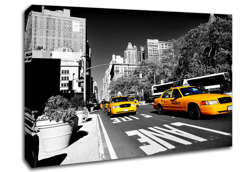 New York Yellow Taxi Drive Canvas Wall Art