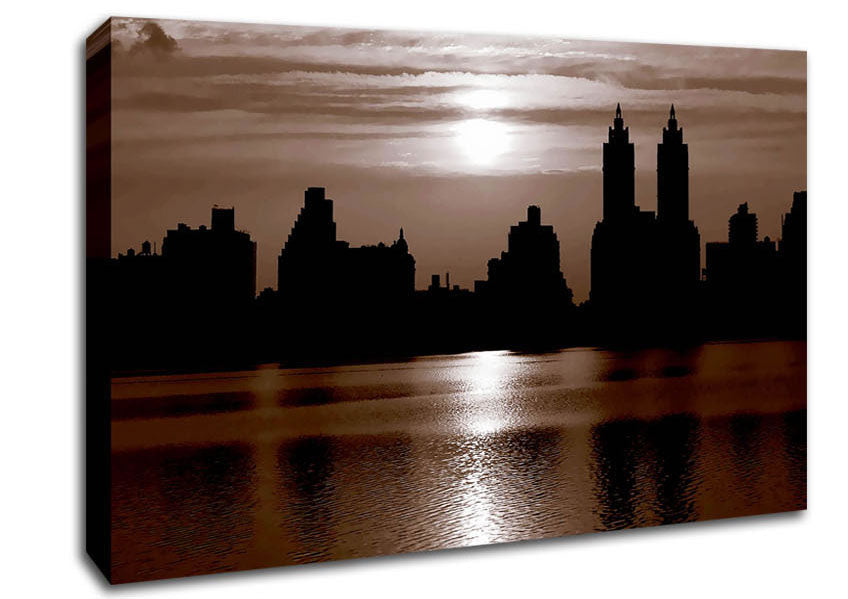 Nyc Brown Skyline Canvas Wall Art