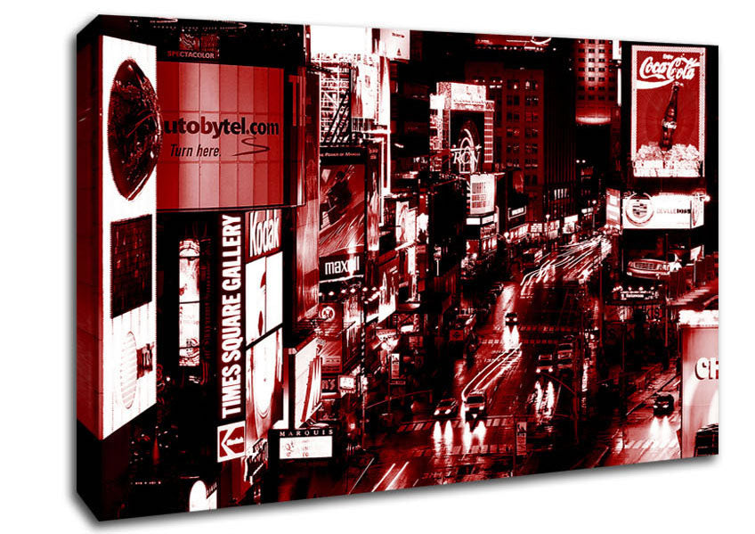 Nyc Times Square Red Glow Canvas Wall Art