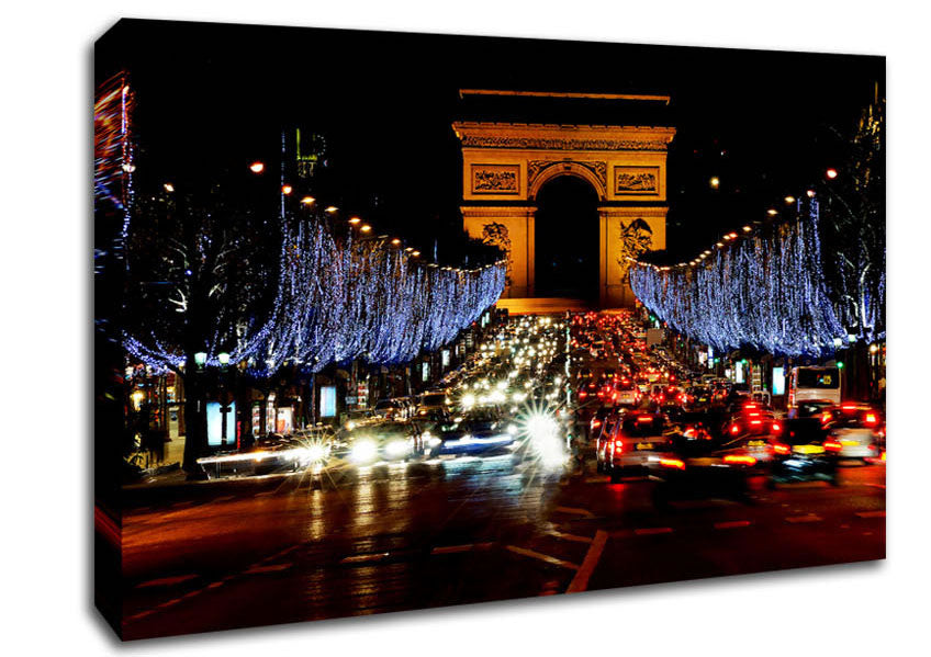 Paris Arc De Triomphe Night Lights Canvas Wall Art