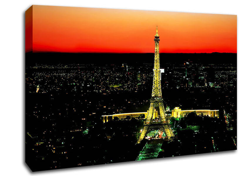 Paris Eiffel Tower Golden Nights Canvas Wall Art