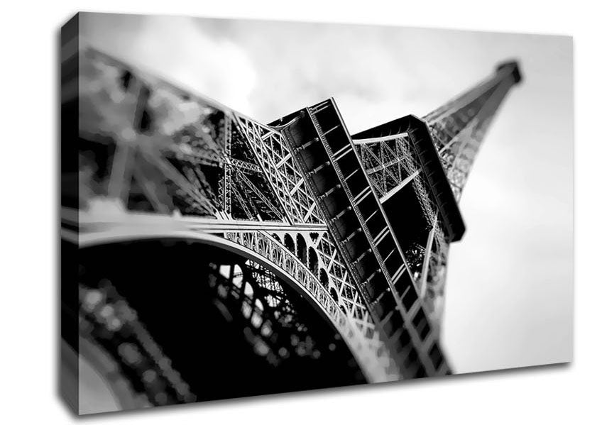 Paris Under The Eiffel Tower B n W Canvas Wall Art