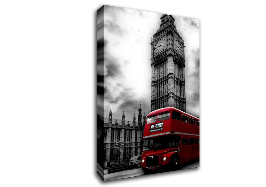 Red London Bus Big Ben B n W Canvas Wall Art