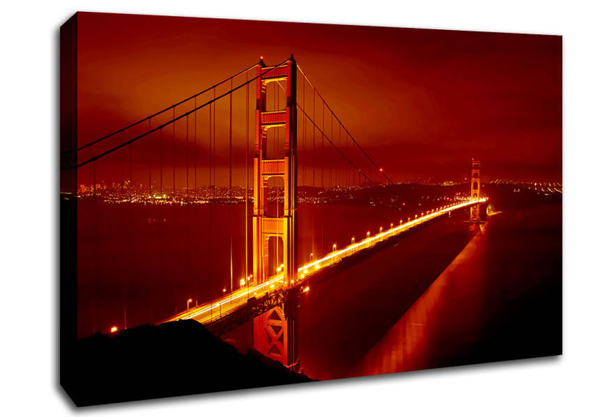 San Francisco Golden Gate Bridge Red Glow Canvas Wall Art