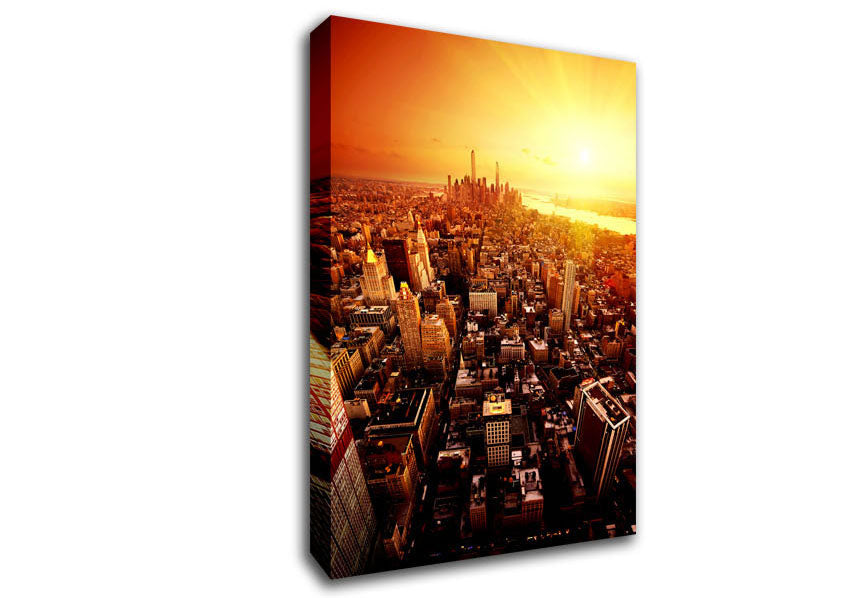 Sunburst Over New York City Canvas Wall Art