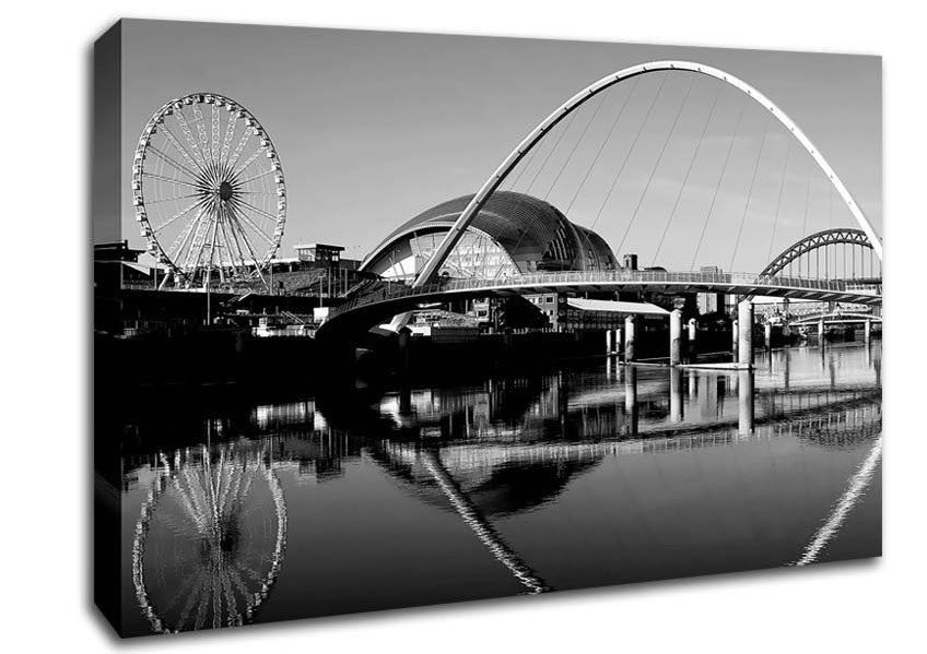 The City Of Fun Newcastle B n W Canvas Wall Art
