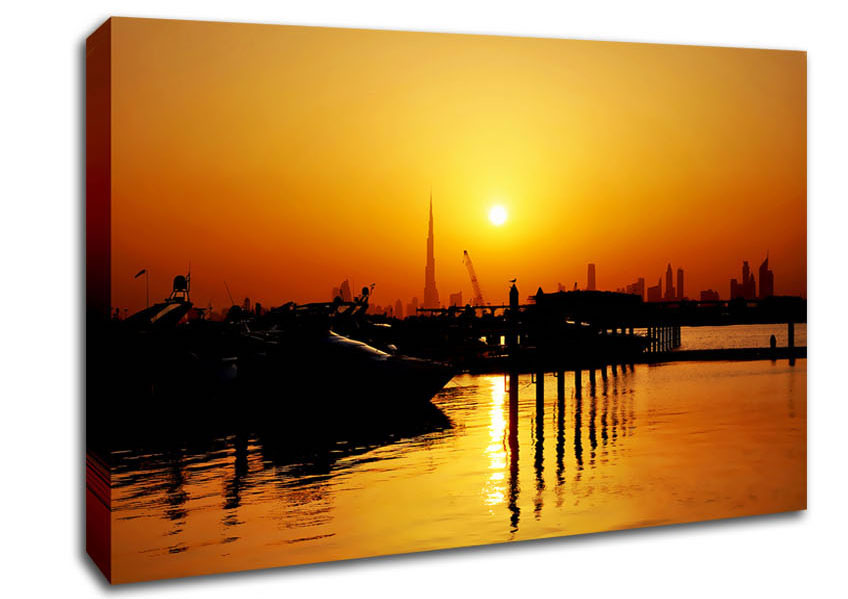 The Harbour At Sunrise Canvas Wall Art