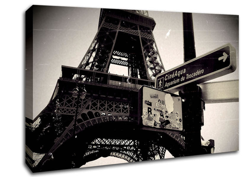 Tour Eiffel Tower Vintage B n W Canvas Wall Art