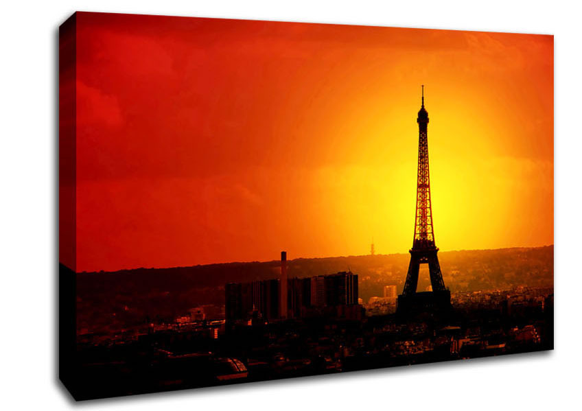 Eiffel Tower Sun Glow Canvas Wall Art