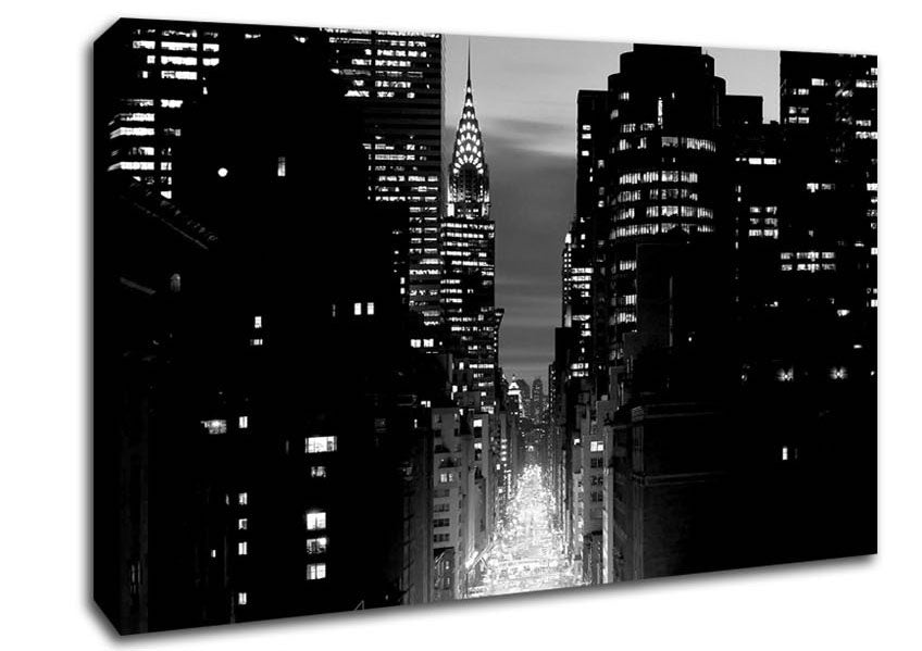 View Down 5Th Avenue New York B n W Canvas Wall Art