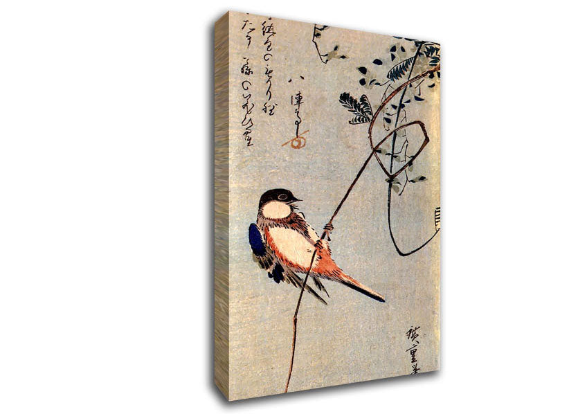 Hiroshige A Bird On A Wisteria Canvas Wall Art