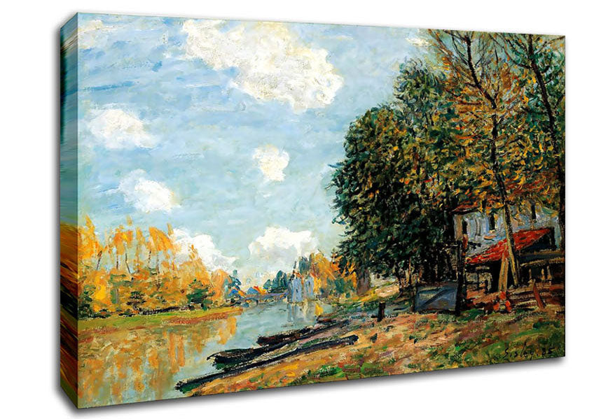 Sisley Moret On The Banks Of The River Loing Canvas Wall Art