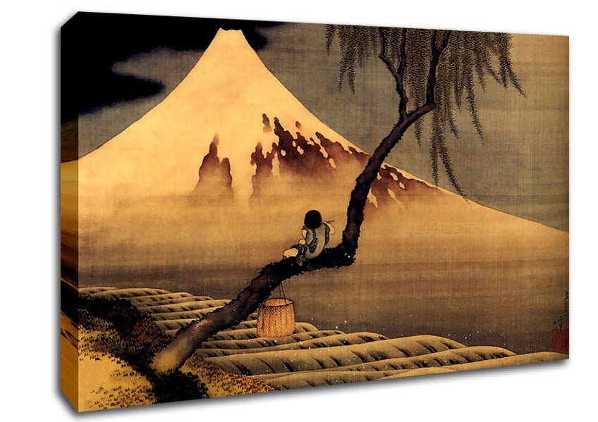 Hokusai Boy In Front Of Fujiama Canvas Wall Art