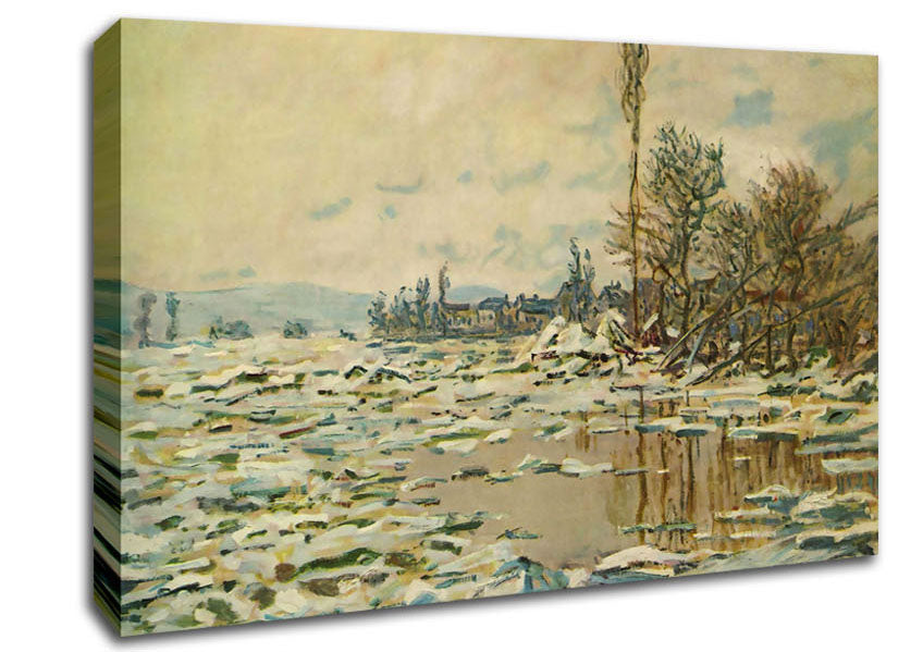 Monet Break Up Of Ice Canvas Wall Art