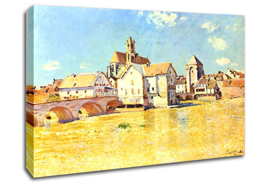 Sisley Bridge Of Moret In Morning Sun Canvas Wall Art