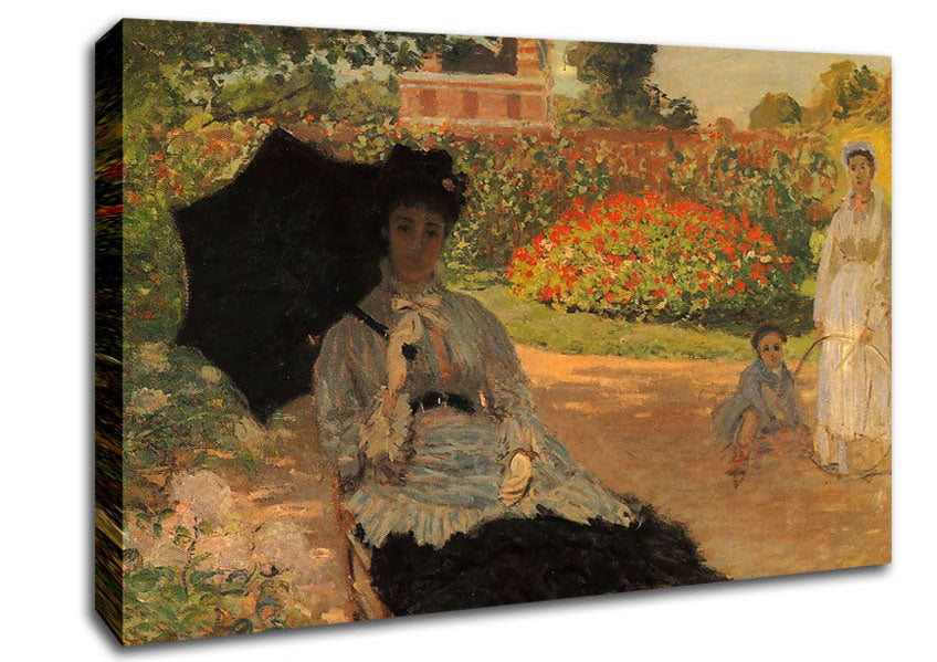 Monet Camille In The Garden With Jean And His Nanny Canvas Wall Art