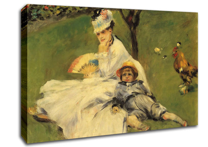 Renoir Camille Monet And Her Son Jean In The Garden Of Argenteuil Canvas Wall Art